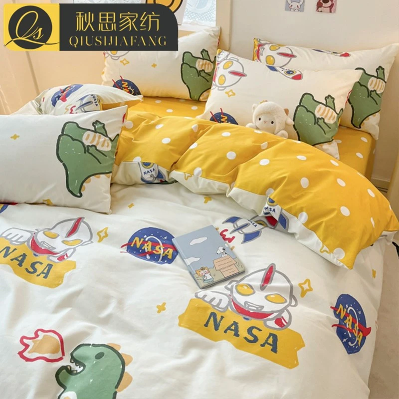 儿童奥特曼100全棉纯棉床上四件套男孩宿舍卡通被套床单笠三件套4