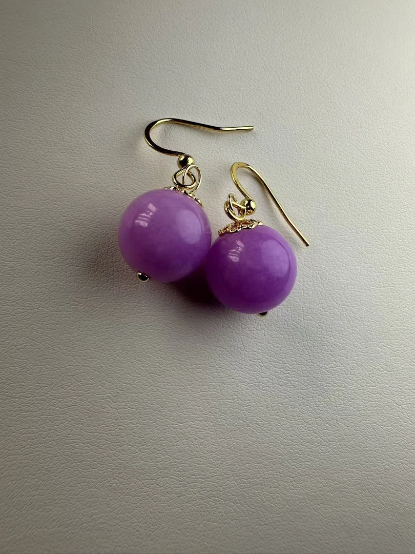 紫锂辉单珠简约时尚大气耳饰111