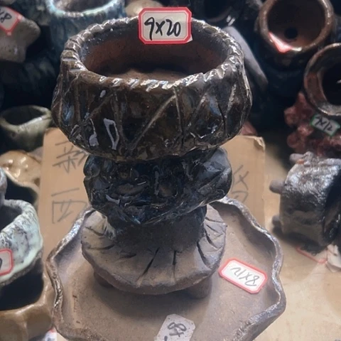 红陶粗陶花盆手工