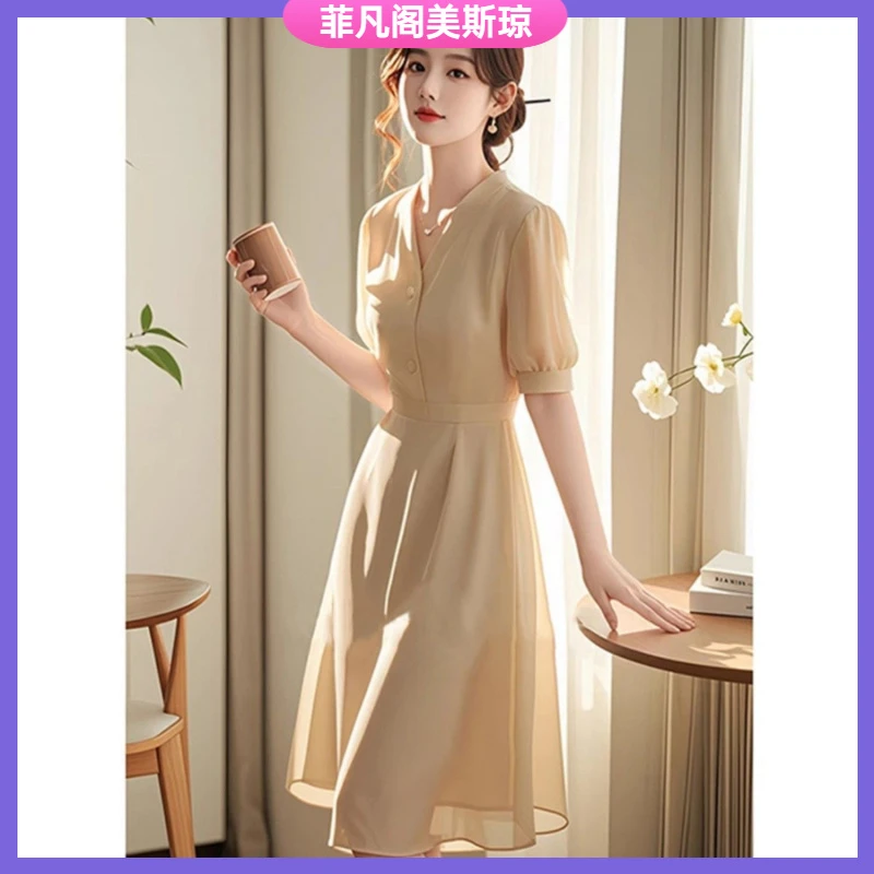 I2024新款长裙轻奢感法式气质小个子仙女连衣裙子女装夏季l