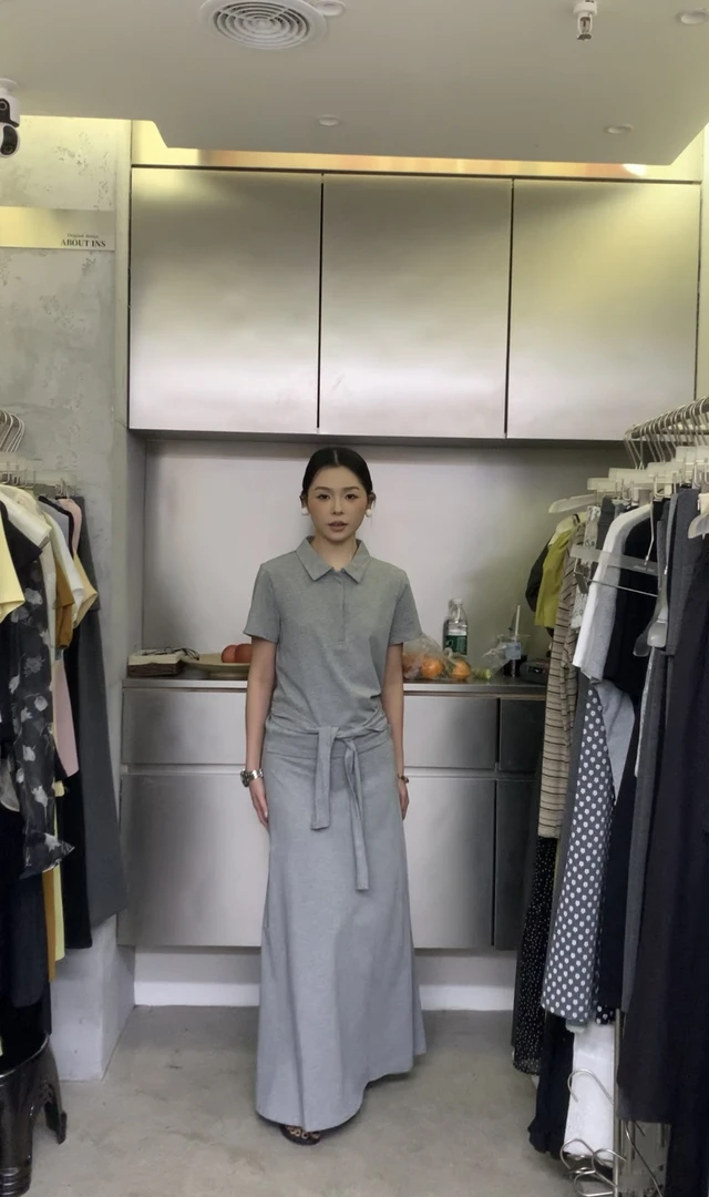 about ins（88166#库）通勤系带套装（衣长54 腰围64裙长100）
