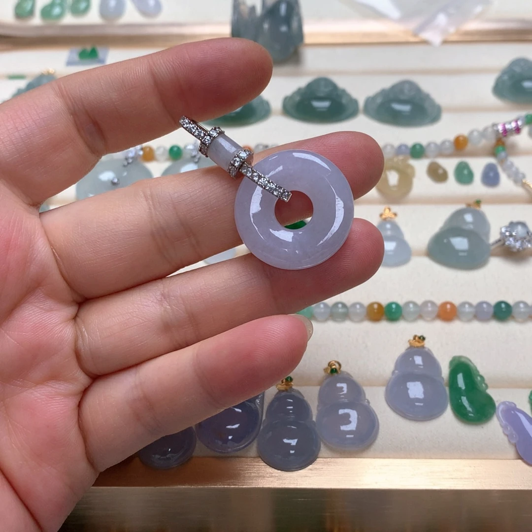 翡翠银S925镶嵌颈饰翡翠子母扣