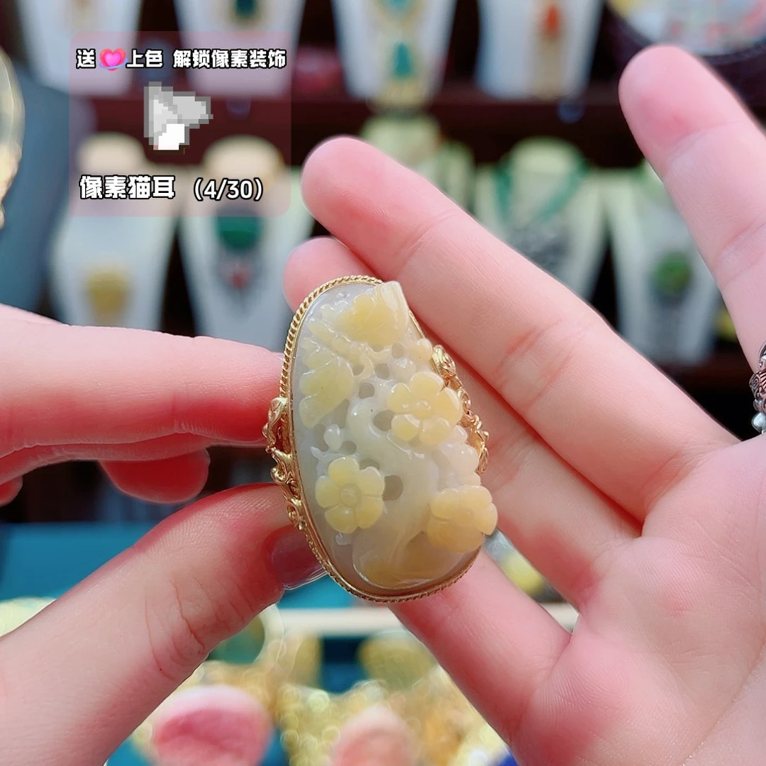 翡翠戒指银S925镶嵌戒指