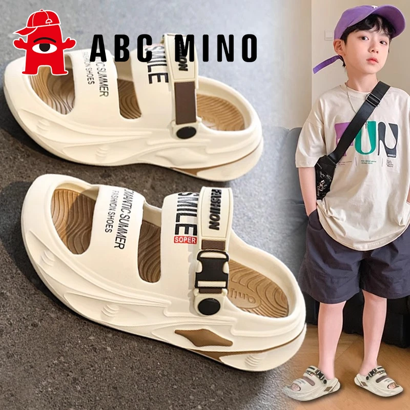 ABC MINO男童凉拖鞋夏款中大童防滑2025新款踩屎感儿童沙滩一字拖