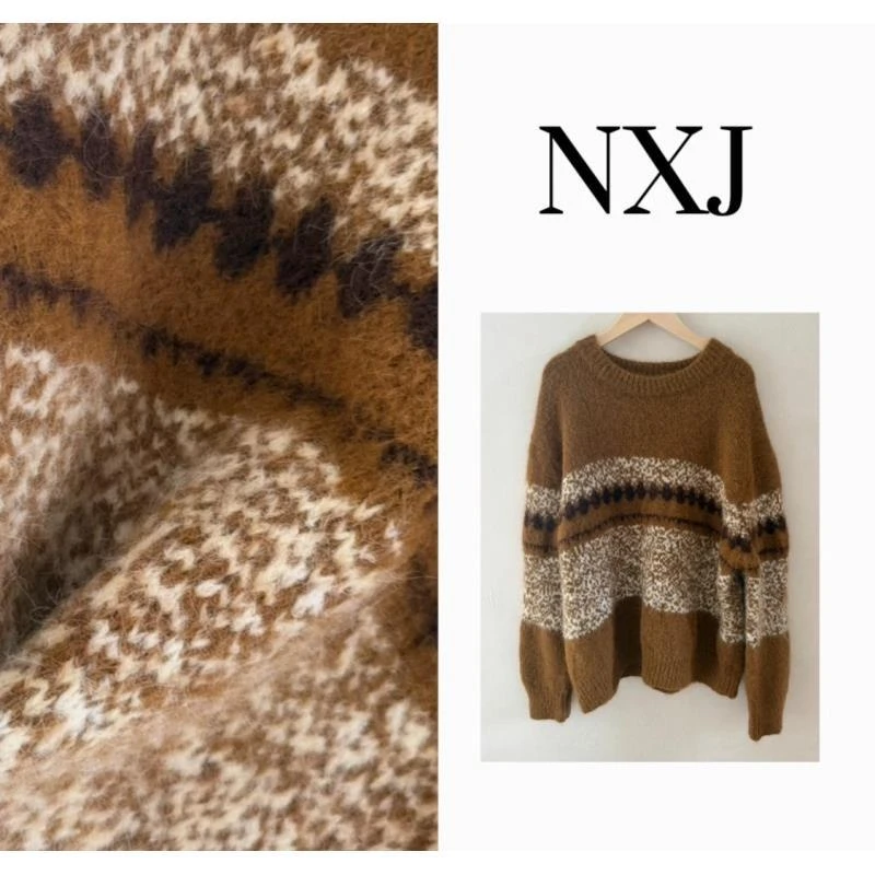 NXJ【琥珀云烟】微胖大码 复古图腾精纺套头毛衣 251160