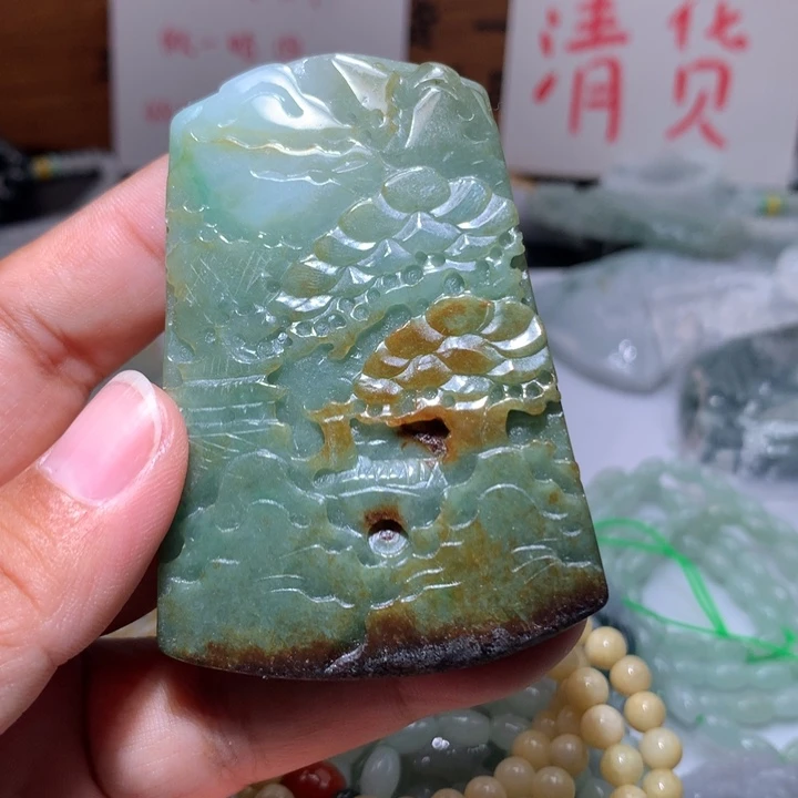 翡翠未镶嵌颈饰保真天然A货翡翠