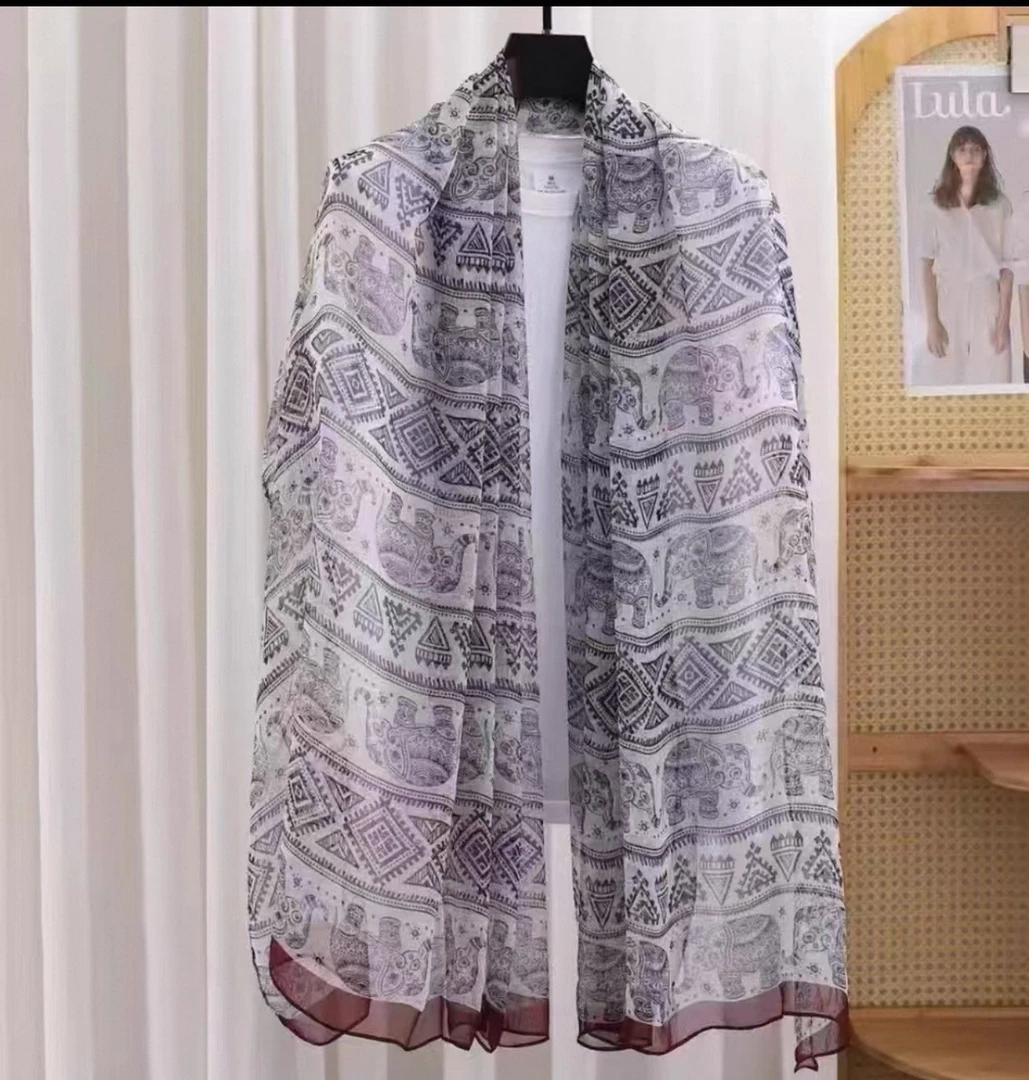 1225 不起球百搭风90*180不掉色薄款成人丝巾时尚轻奢欧若智性风