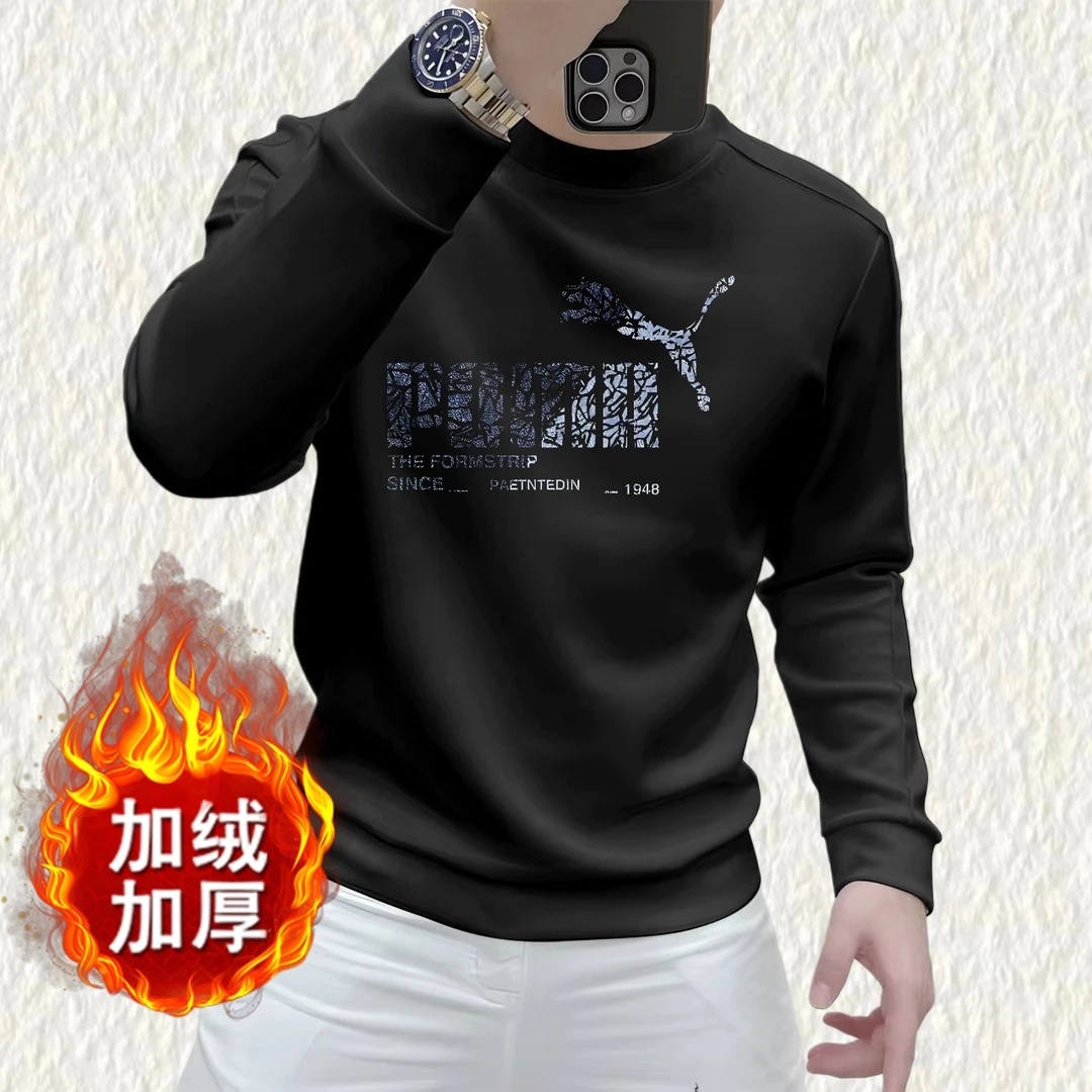 秋冬加绒卫衣套头衫圆领百搭潮流印花时尚青年男女款休闲上衣