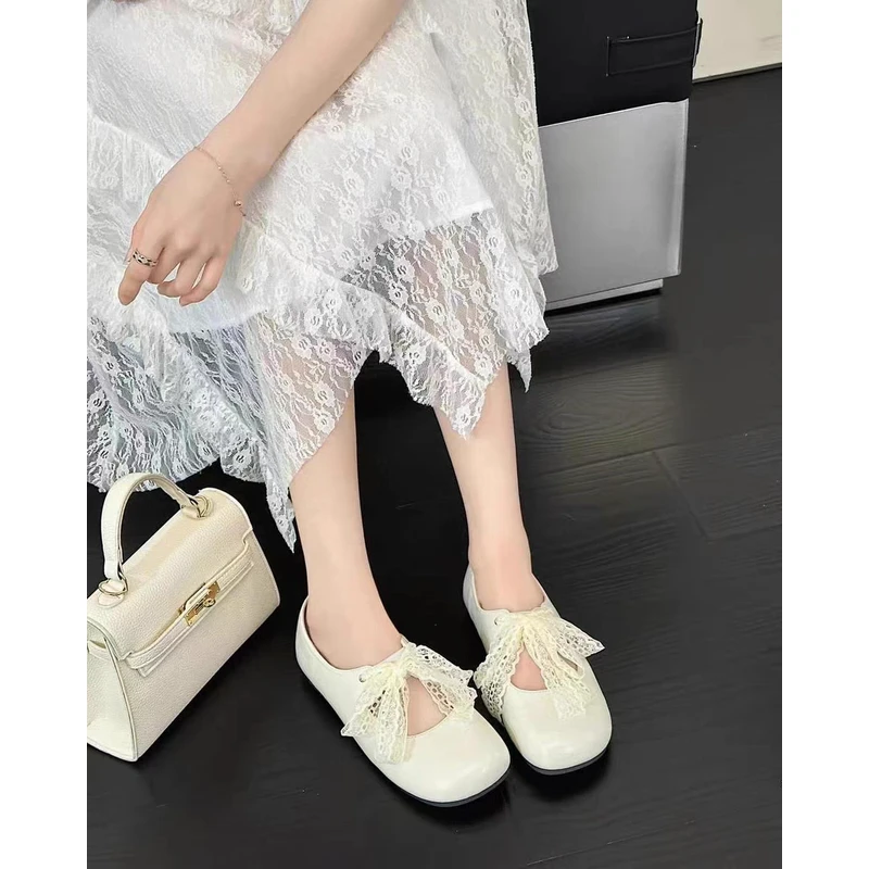 蕾丝软底法式小皮鞋女浅口2025年夏季新款高级感小众单鞋 2975