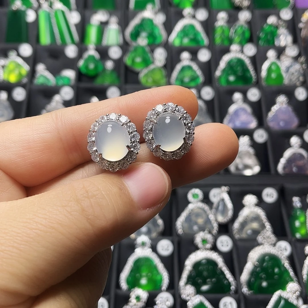 玛瑙/玉髓合金耳钉