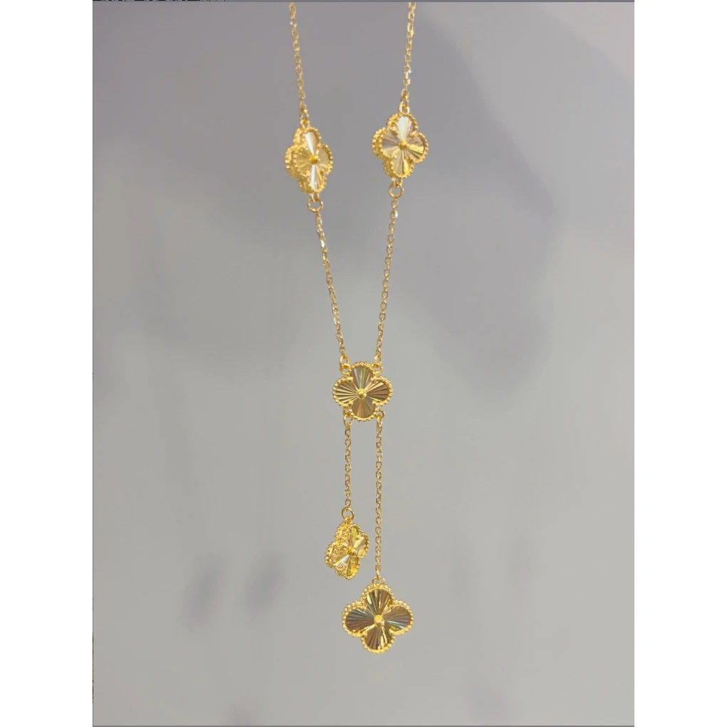 5g工艺足金五花四叶草套链