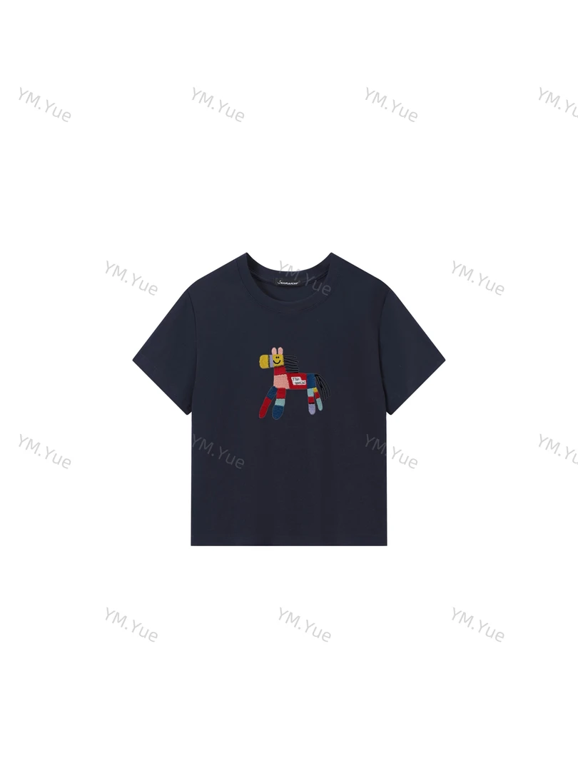 【多彩小马】2025年洋气甜美时尚潮流设计感卡通刺绣小马短袖T恤女