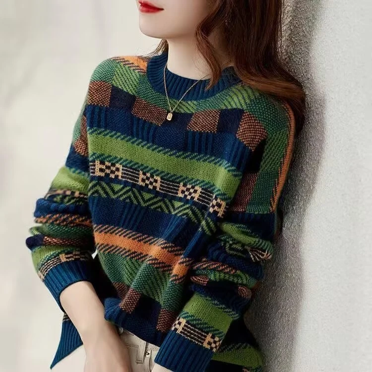 5231时尚女士中领针织衫女长袖秋冬新款休闲显瘦打底毛针织衫毛衣