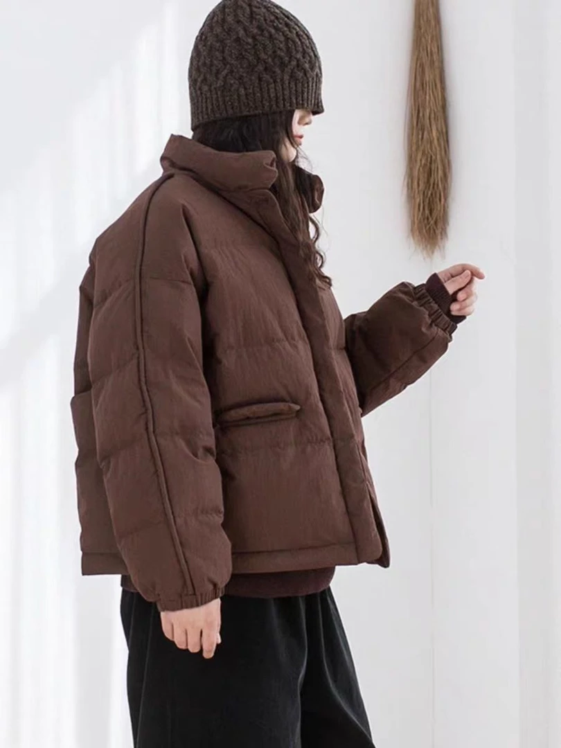 【漫语】进口防泼水面料95大朵白鹅绒宽松休闲短款加厚羽绒服10149