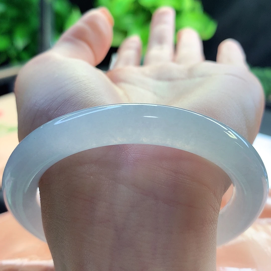 未镶嵌手镯翡翠天然A货翡翠58-59白冰 寒光闪闪