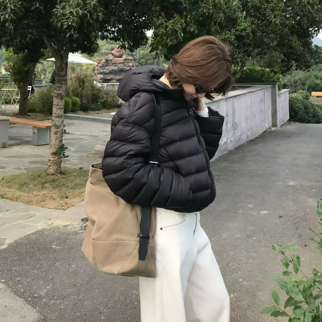 【仅支持48小时内退换货】在韩～韩系连帽排骨羽绒服