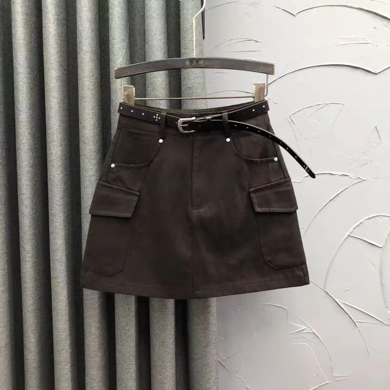 2025秋季新款韩版百搭休闲短裙高腰a字裙工装半身裙