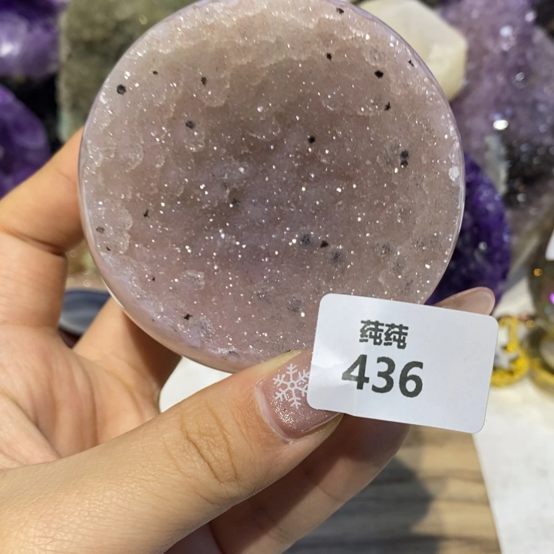 大型摆件（非配饰）紫晶未镶嵌全抛粉紫色开口笑