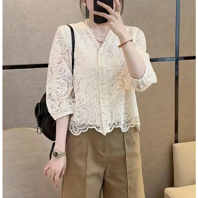 香朵儿时尚法式宽松气质衬衫女2025夏季新款薄款小个子显瘦上衣女