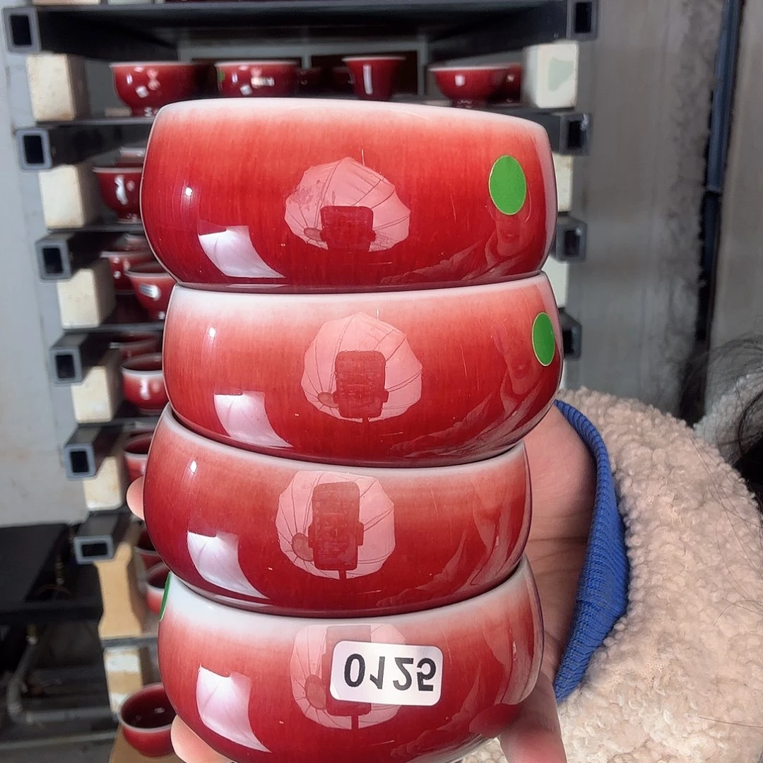 碗景德镇郎红陶瓷瑕