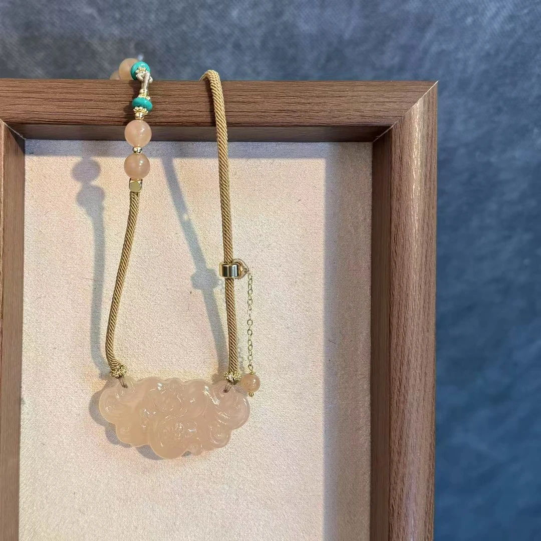 【 有凤来仪】 冰藕粉桃花粉有凤来仪卫衣链原创设计文创创意毛衣链