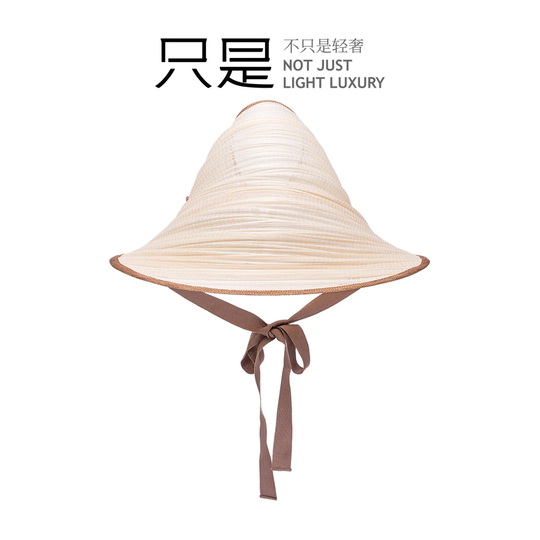 只是法式复古户外大帽檐波奈特遮阳草帽夏百搭防晒帽女空顶帽子