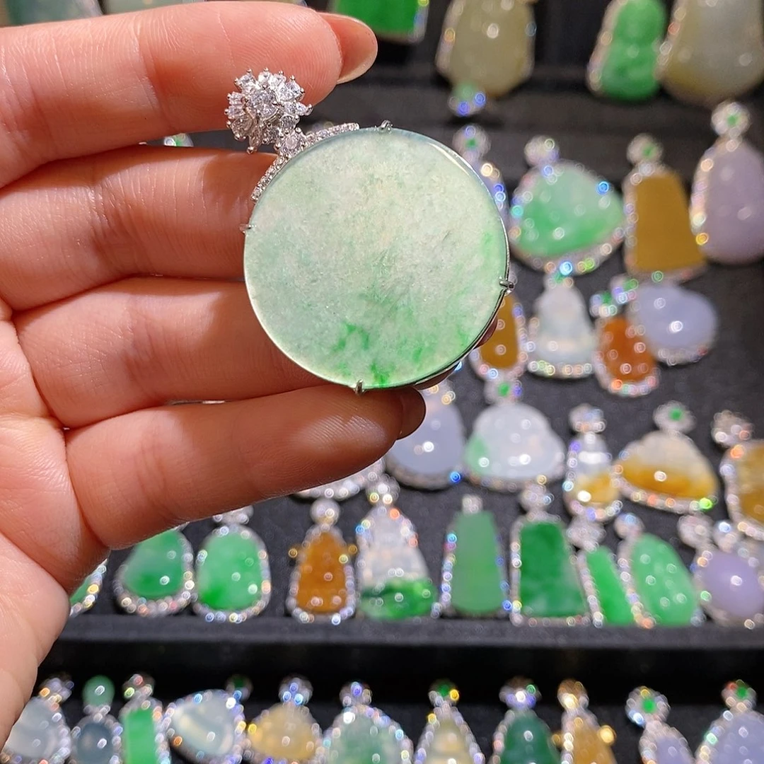 颈饰银S925镶嵌翡翠天然翡翠