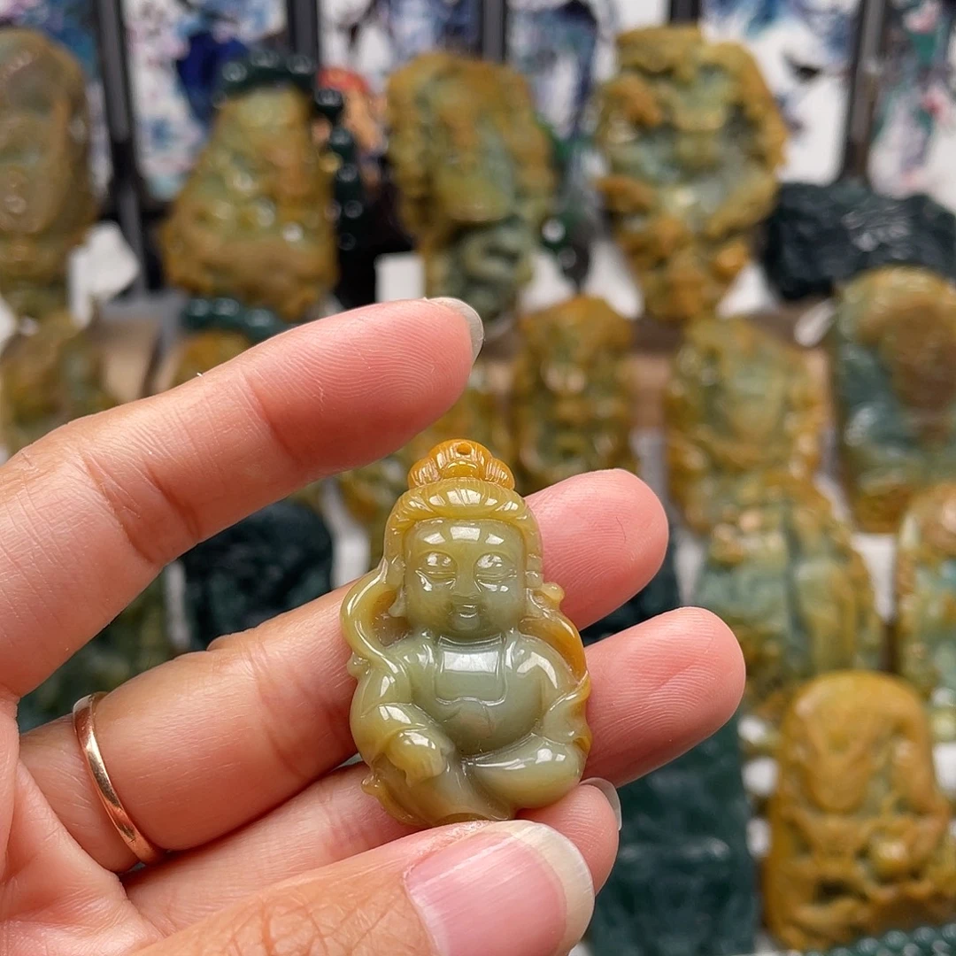 翡翠未镶嵌颈饰天然翡翠a货观音