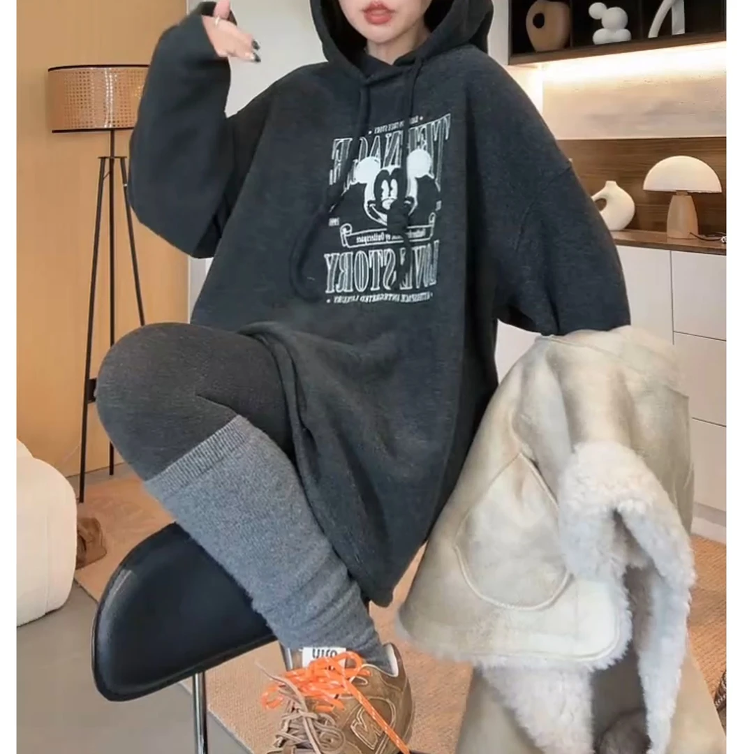 【活力符号】卫衣字母卡通连帽百搭灰色宽松复古上衣LK2501105