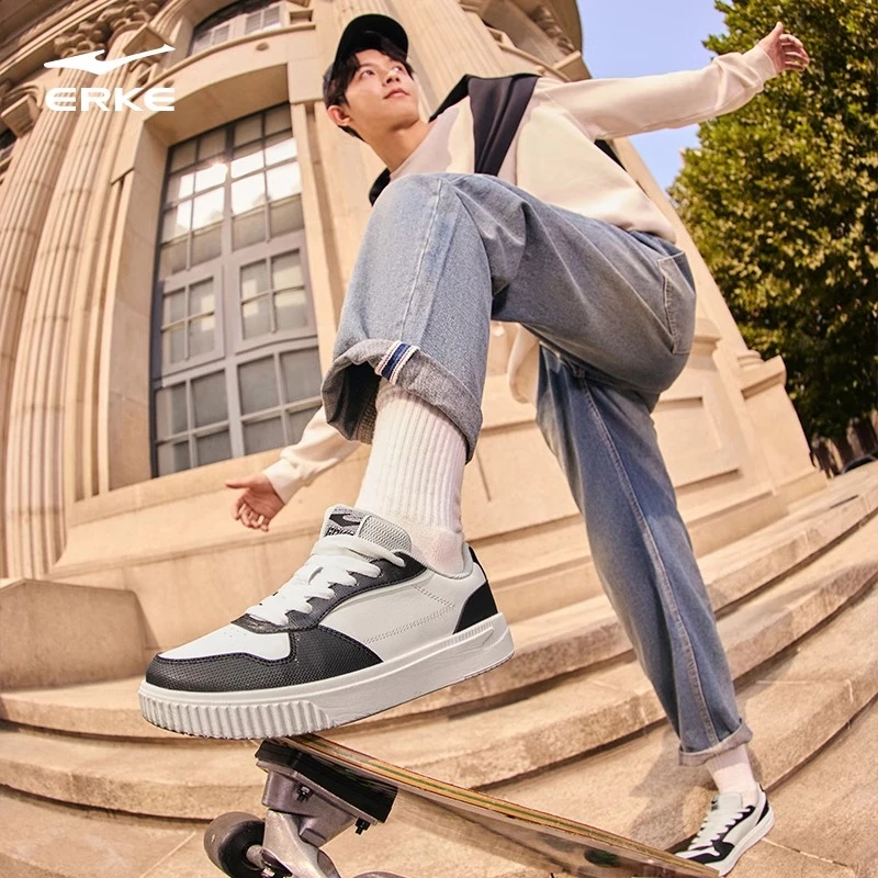 飞絮丨鸿星尔克情侣流光风休闲鞋时尚百搭减震四季滑板鞋板鞋