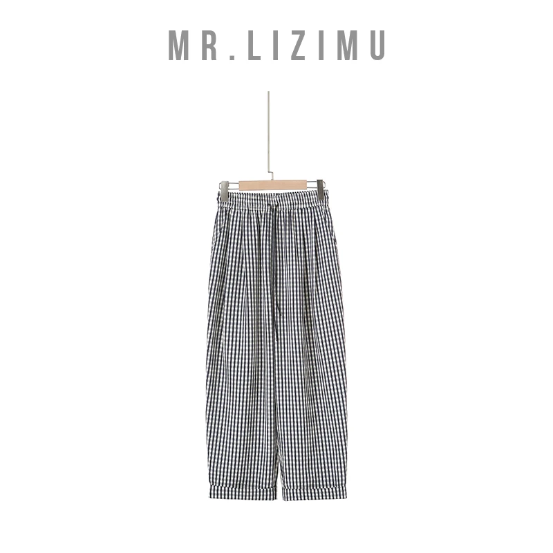 李子木先生翻边宽松格子百搭休闲裤2025新款爆款『秋上新』D6057