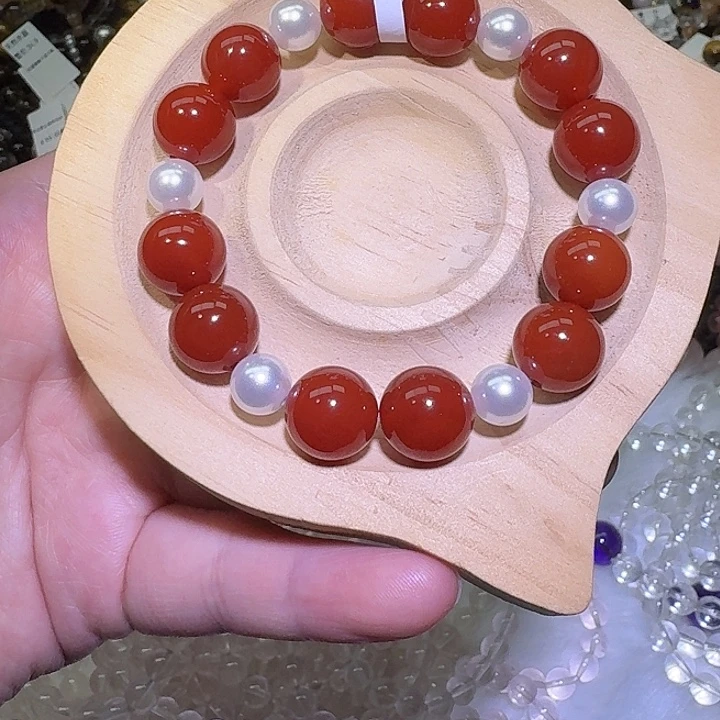 玛瑙/玉髓未镶嵌手链天然红玛瑙手链12mm