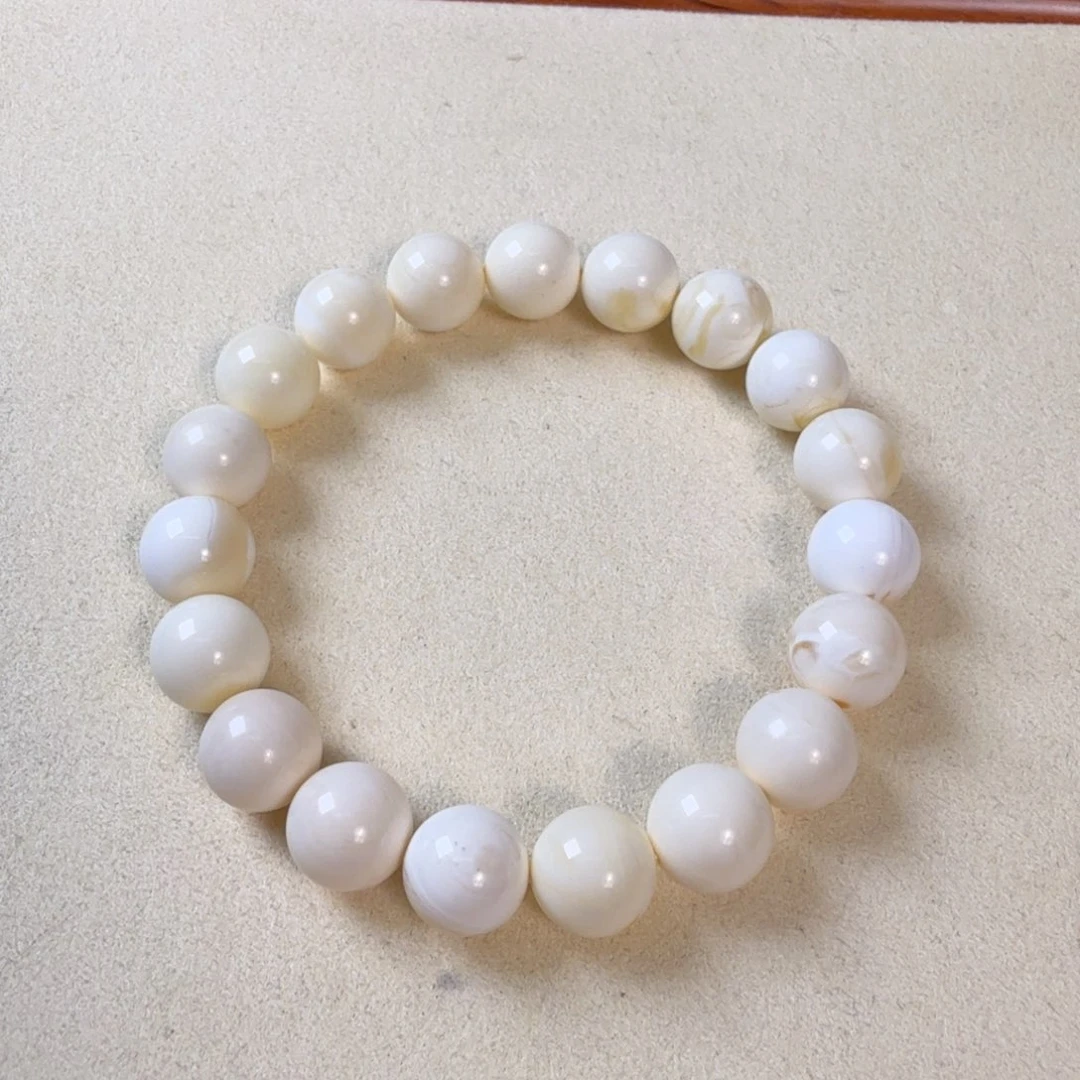 未镶嵌蜜蜡手链10+俄料毕业漆白浓蜡精工圆珠手串