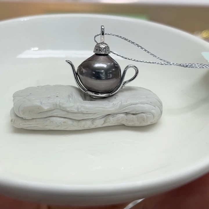 银S925镶嵌吊坠(不含链)海水珍珠12-13mm4号