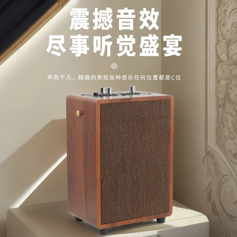复古便携手提音响502无线蓝牙K歌双无线麦蓝牙音箱X