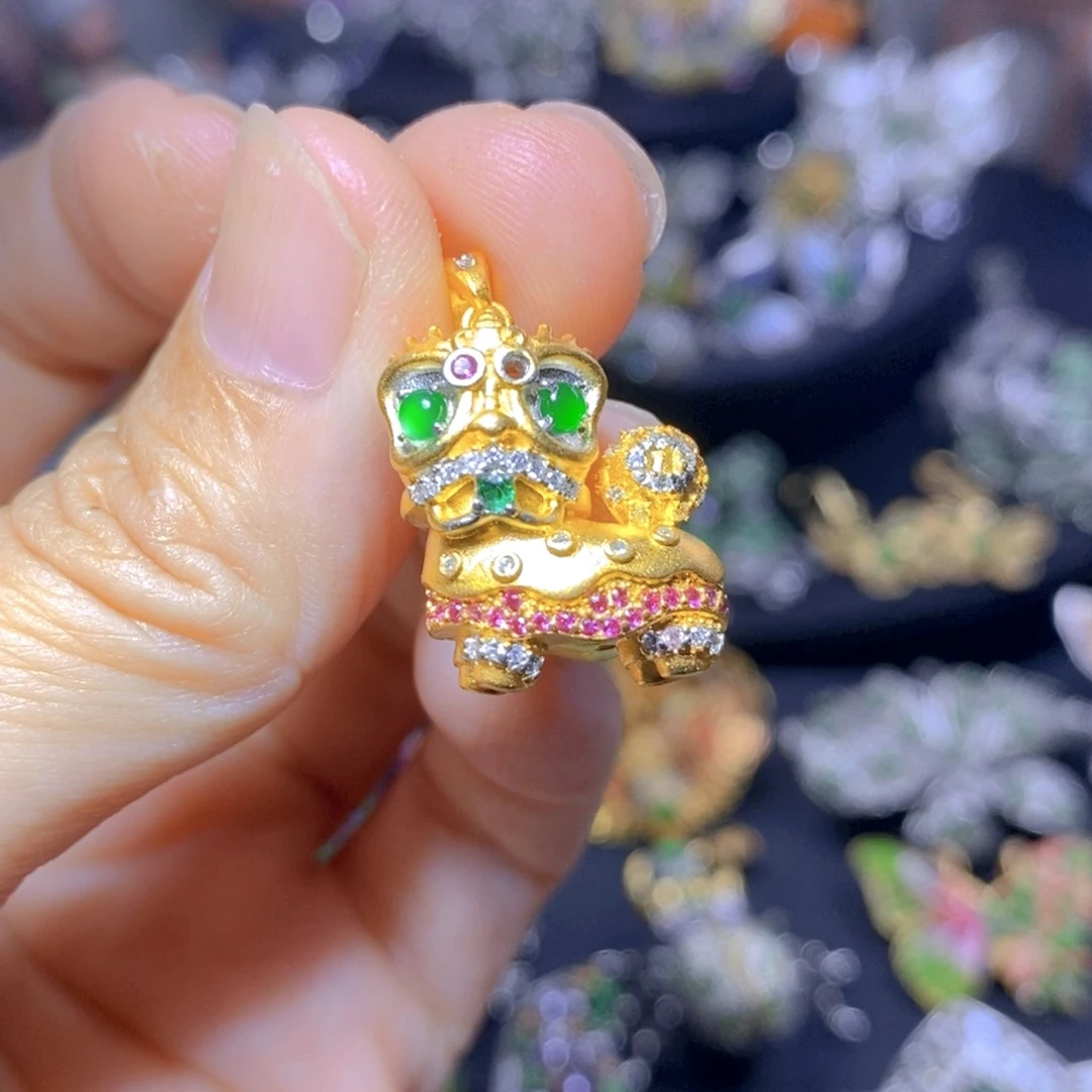 翡翠银S925镶嵌吊坠(不含链)天然翡翠