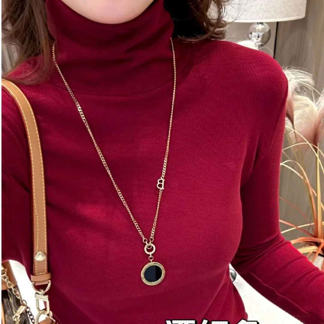 【加绒加厚】2023冬季新款百搭高领洋气修身显瘦堆堆领打底衫651