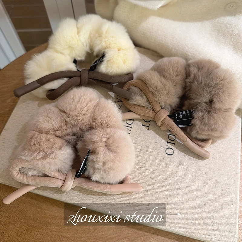 甜美毛绒绒发圈女扎马尾可爱优雅丸子头皮筋发绳头饰秋冬