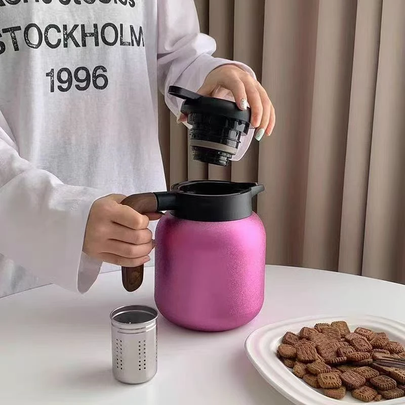 【诗忆专属】高档家用保温壶钛焖茶壶大口径钛壶温显方便冲洗大容量