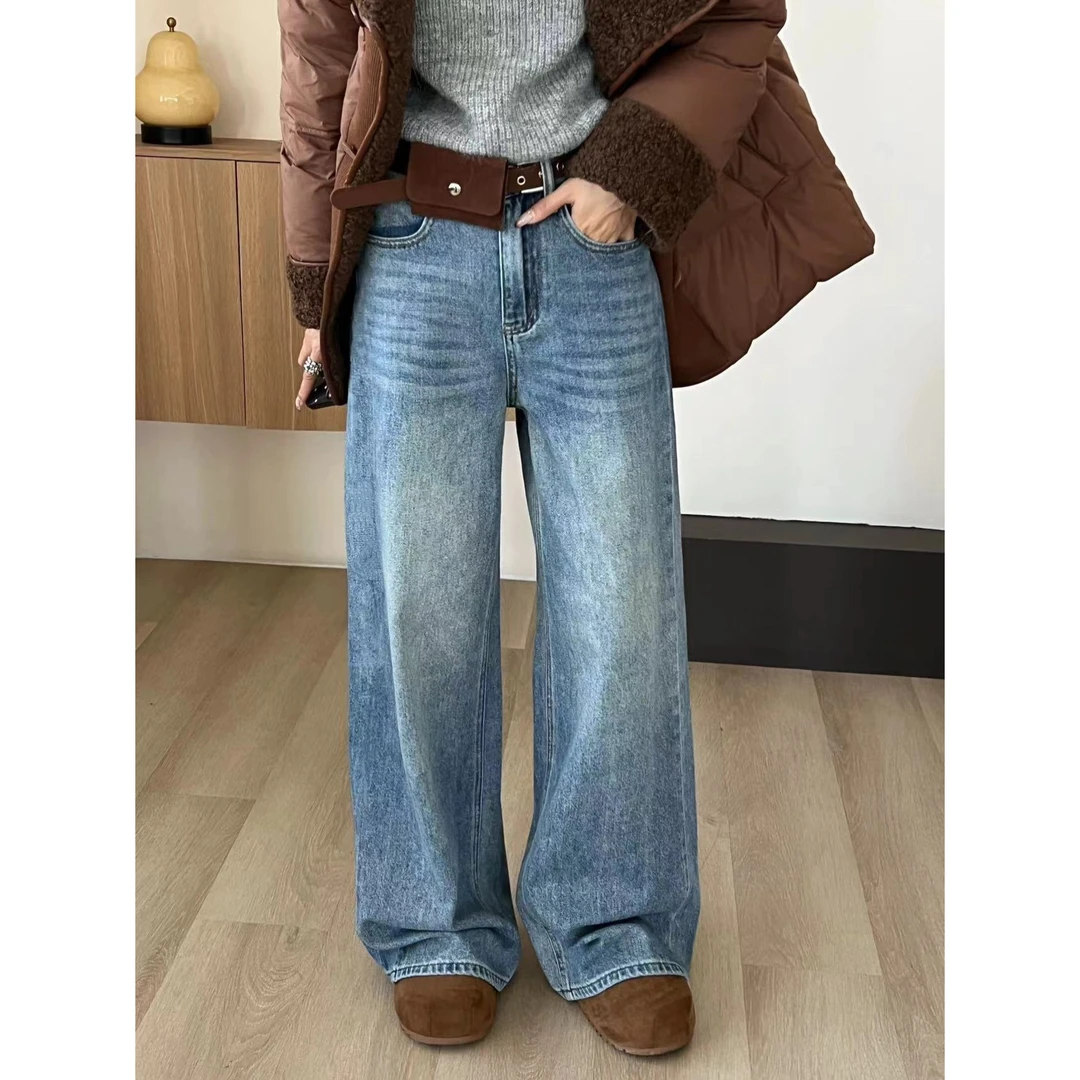 SP【爆款延续】早春sp独定制敲显瘦时尚做旧水洗蓝牛仔裤配腰包皮带