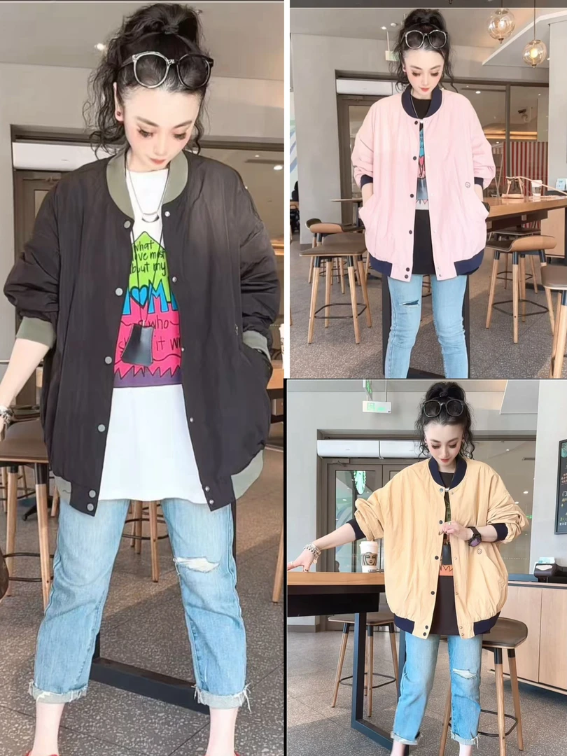 【小虹虹商贸】2025春季新款韩版宽松休闲百搭时尚棒球外套春款