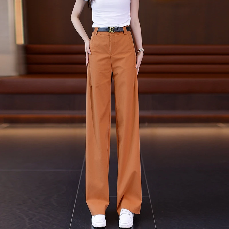 气质窄版直筒休闲裤女2025春夏新款高腰显瘦宽松垂感百搭阔腿裤子