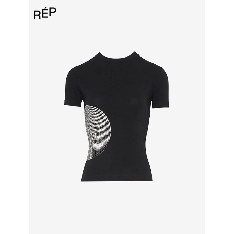 Jean Paul Gaultier设计师品牌黑色/白色针织图案修身短袖T 25FW