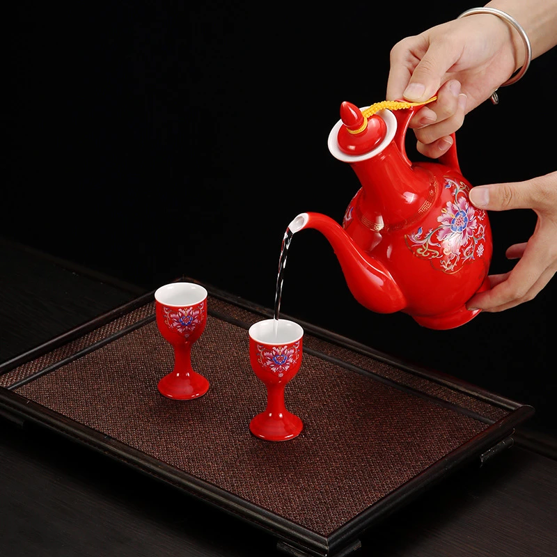 基础黄酒礼品小酒壶12件套分酒器酒具一斤烈酒套装酒盅白酒杯陶瓷