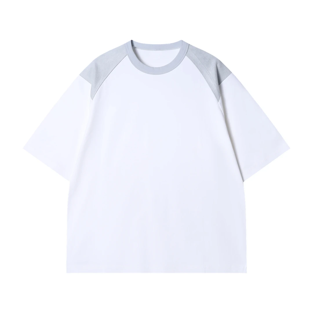 夏季高级感新款美式撞色拼接圆领短袖T恤潮流高街百搭套头上衣