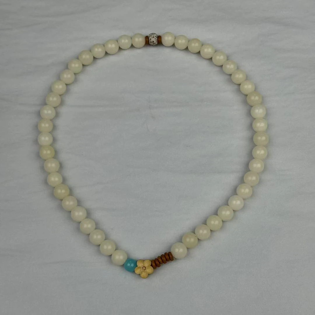 合金手链 白玉菩提圆珠手持+梅花(无礼盒)K126