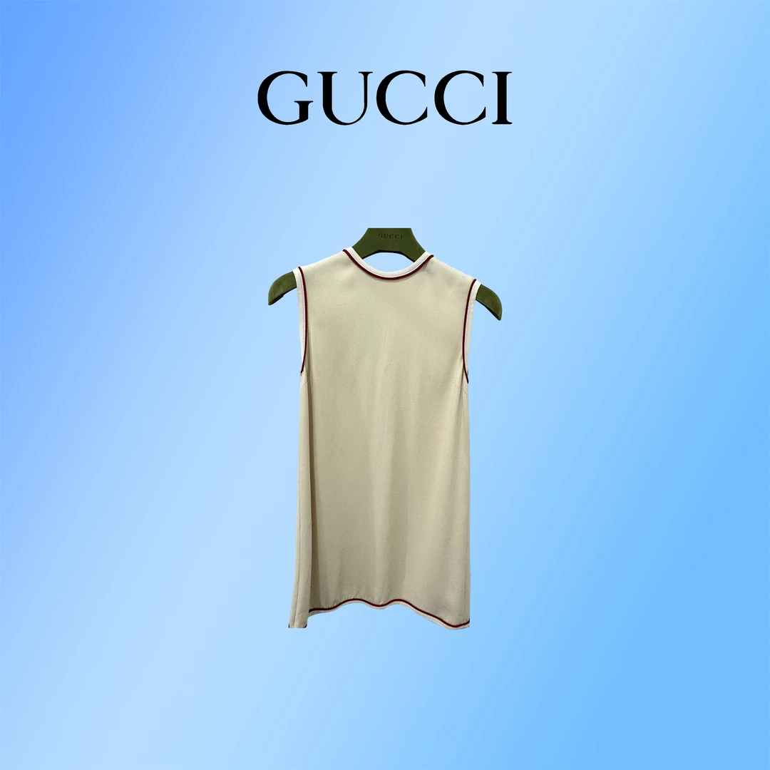 99新 GUCCI/古驰 罗缎边饰卡迪布束腰背心 42码 G9142552