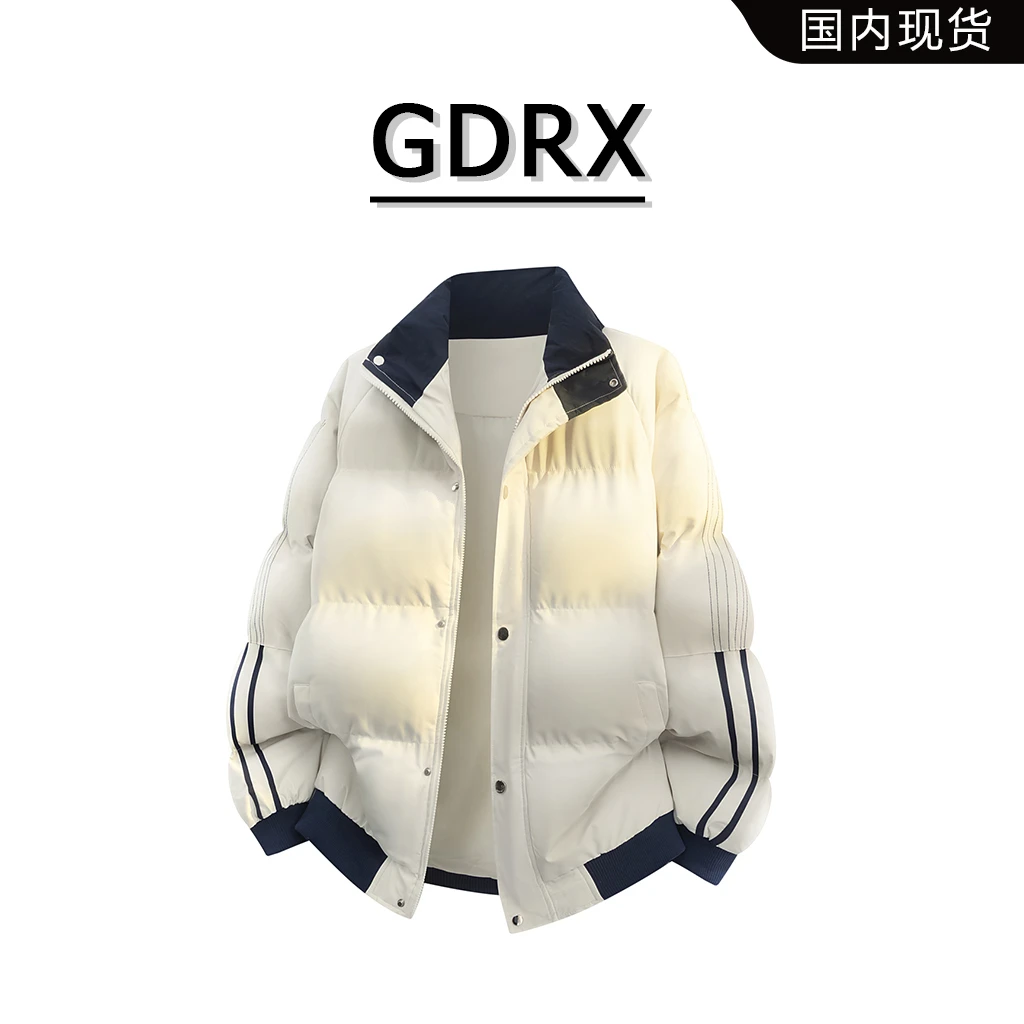 GDRX美潮休闲潮流男装棉服冬季新款撞色设计感保暖高级感棉衣外套