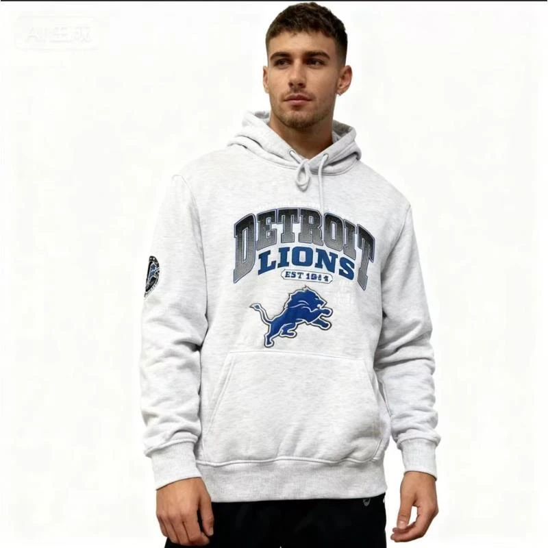 男子秋冬NFL印花加绒连帽休闲长袖运动卫衣情侣宽松时尚连帽衫