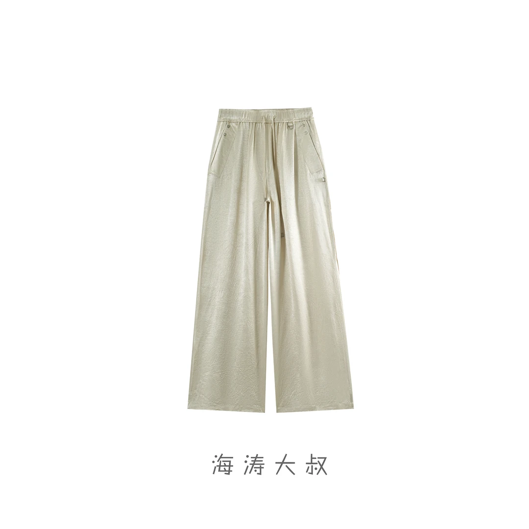 【海涛大叔】奢旅系列-100%醋酸褶皱工装裤